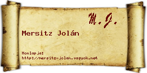 Mersitz Jolán névjegykártya